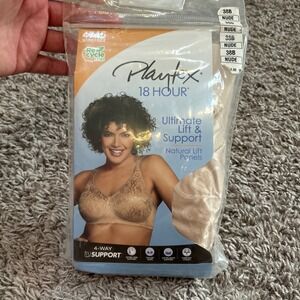 Playtex 18 Hour Ultimate‎ Lift & Support Wirefree Bra 4745 Nude 38B New vintage
